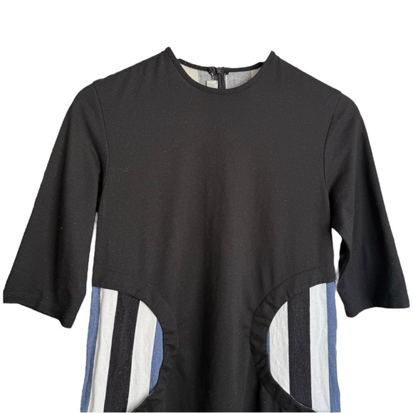 Rose Bleu Girls Black 3/4 Sleeve Dress Size 18 Blue White Stripe Detail - Picture 5 of 10